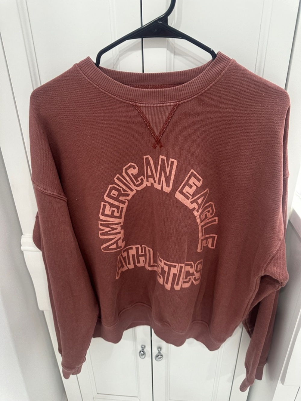 American Eagle Outfitters Mauve Crewneck Sweatshirt with Athletics Logo